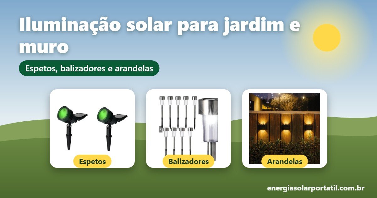Luminárias solares de jardim: espetos, balizadores e arandelas